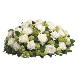 Rouwbiedermeier witte bloemen