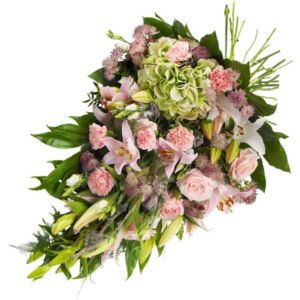 rouwboeket zomers roze bloemen voor elk afscheid