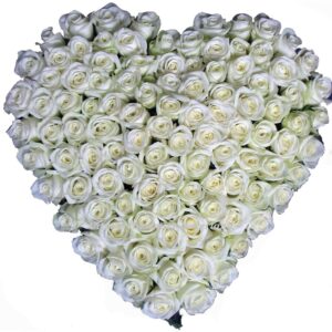 rouwhart witte rozen bestellen